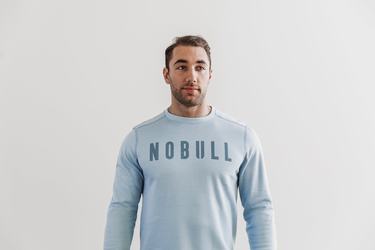 Nobull Crew Men's Sweatshirts Blue | Australia (QR7032)